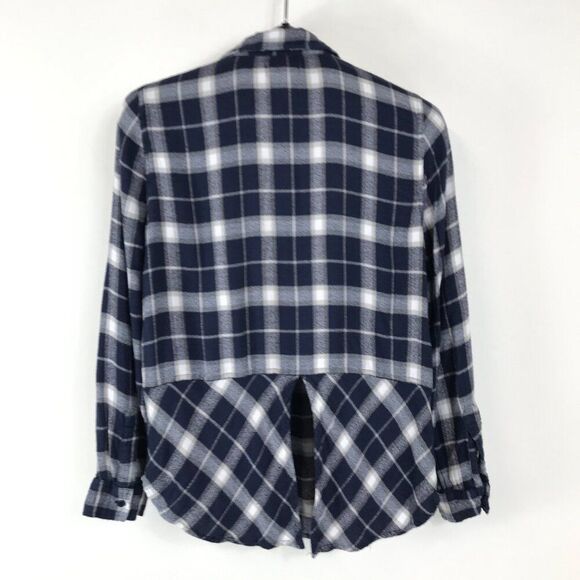 Lucky Brand Button Down Plaid Shirt Women's Large Long Sleeve Pockets Tie Back - Picture 7 of 11